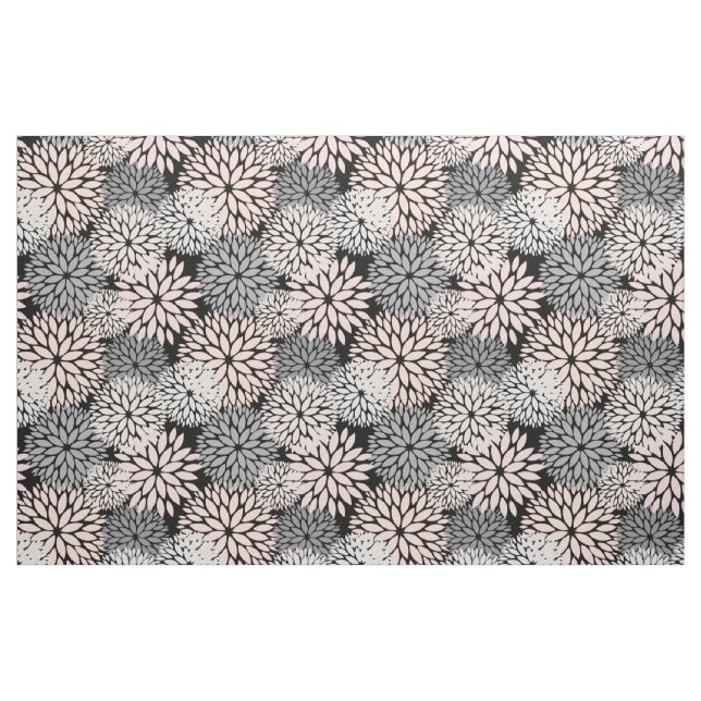 Pink Gray Dahlia Floral Pattern Fabric (Fat Quarter)