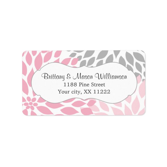 Pink Gray Dahlia Wedding Bridal Baby Shower custom Label (Front)