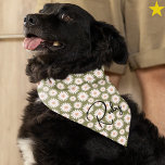 Pink Gray Daisy Cursive Custom Name Pet Bandana<br><div class="desc">You beloved dog will look so cute and fashionable in this retro style pink and gray daisies pattern bandana with their name on it! It's really easy to personalize this yourself right on the platform. Grab a few bandanas for your pup from this shop, as there are so many to...</div>