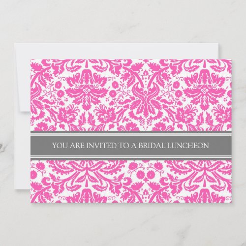 Pink Gray Damask Bridal Lunch Invitation