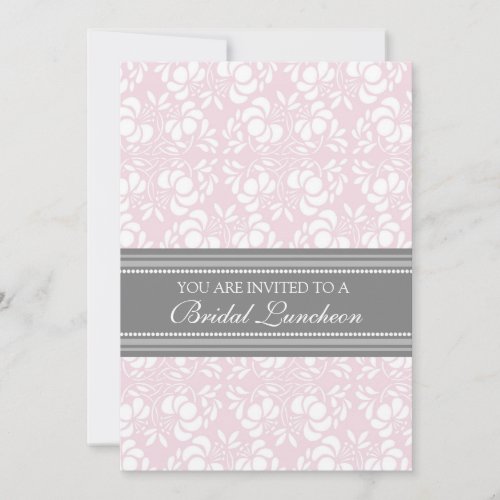 Pink Gray Damask Bridal Lunch Invitation Cards