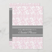 Pink Gray Damask Bridal Shower Invitation Cards (Front/Back)