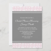 Pink Gray Damask Bridal Shower Invitation Cards (Back)