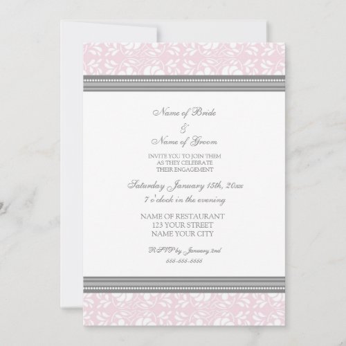 Pink Gray Damask Engagement Party Invitations