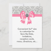 Pink Gray Damask Party Invitation Template (Back)