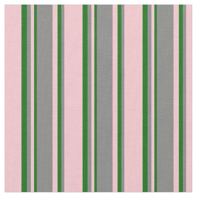 Pink, Gray & Dark Green Colored Pattern Fabric (Close Up)