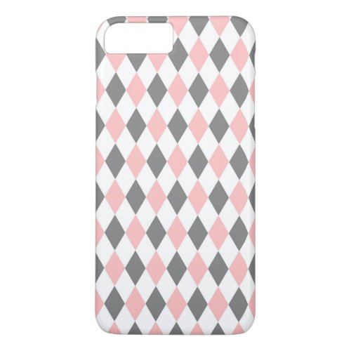 Pink Gray Diamond Mosaic Pattern iPhone 8 Plus7 Plus Case