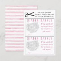 Pink Gray Diaper Girl Diaper Raffle Tickets