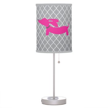 Pink & Gray Doxie Wiener Dog Lamp by Smoothe1 at Zazzle