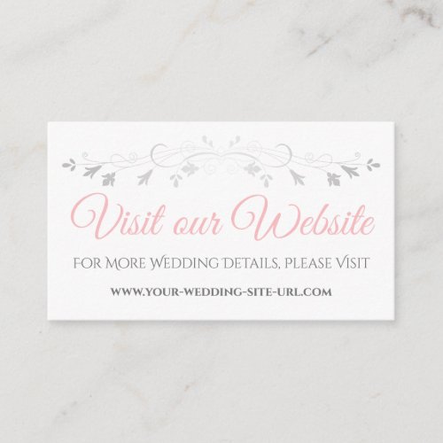Pink  Gray Elegant Wedding Visit Our Website Card