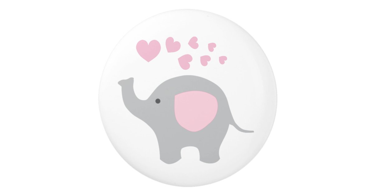 Pink Gray Elephant Baby Girl Nursery Dresser Ceramic Knob Zazzle Com