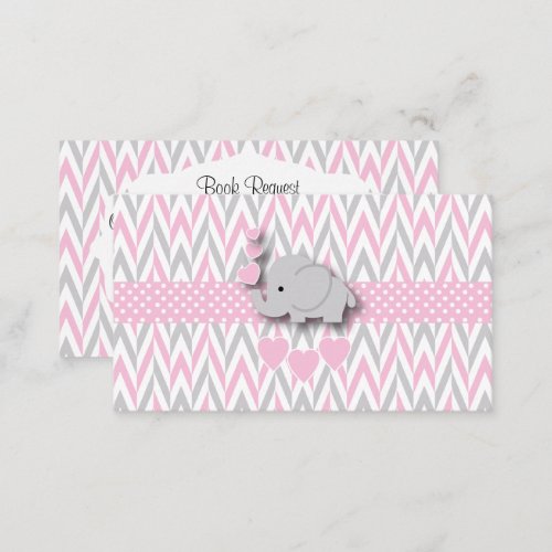 Pink Gray Elephant Baby Shower Book Request 2 Enclosure Card