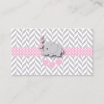 Pink Gray Elephant Baby Shower Book Request Enclosure Card