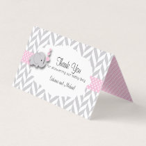 Pink & Gray Elephant Baby Shower | Candy Toppers Business Card