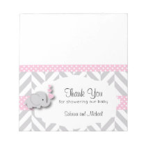 Pink & Gray Elephant Baby Shower  | Candy Toppers Notepad