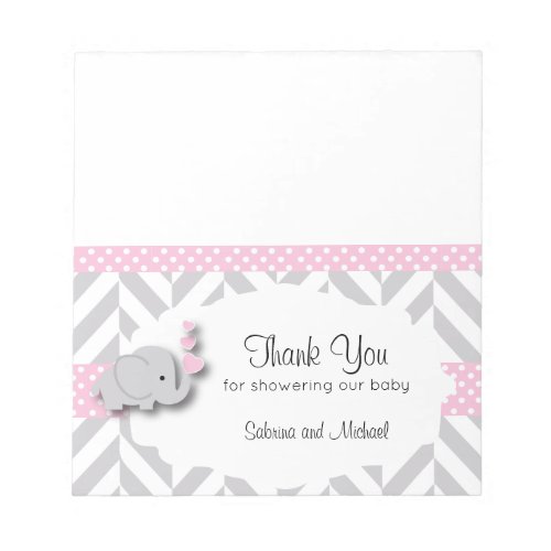 Pink  Gray Elephant Baby Shower   Candy Toppers Notepad