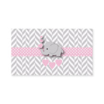 Pink Gray Elephant 🐘 Baby Shower Diaper Raffle