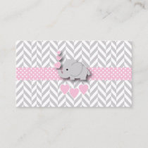 Pink Gray Elephant 🐘 Baby Shower Diaper Raffle Enclosure Card