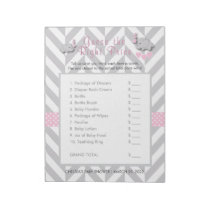 Pink & Gray Elephant Baby Shower - Guess the Price Notepad