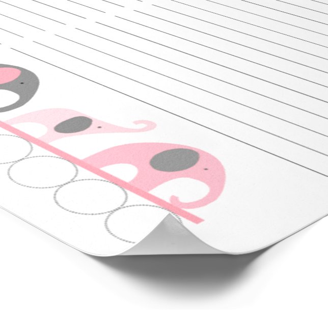 Pink Gray Elephant Baby Shower Guest Sign In sheet (Corner)