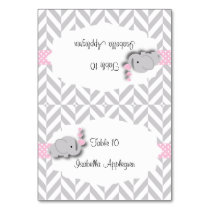 Pink & Gray Elephant Baby Shower | Place Cards