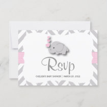 Pink & Gray Elephant Baby Shower - RSVP
