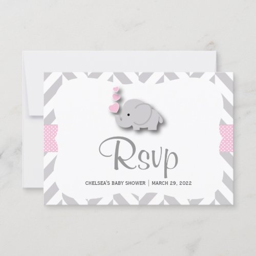 Pink  Gray Elephant Baby Shower _ RSVP