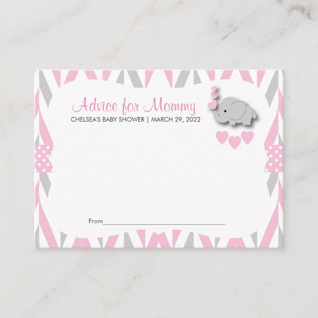 Pink & Gray Elephant Baby Shower Sm - Advice (Front)