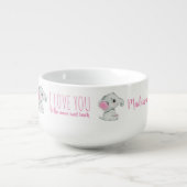 Pink gray Elephant Personalized Baby Food Mug (Front)