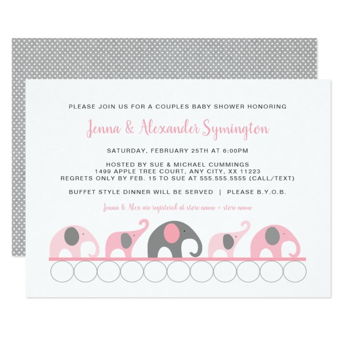 pink and gray baby shower invitations