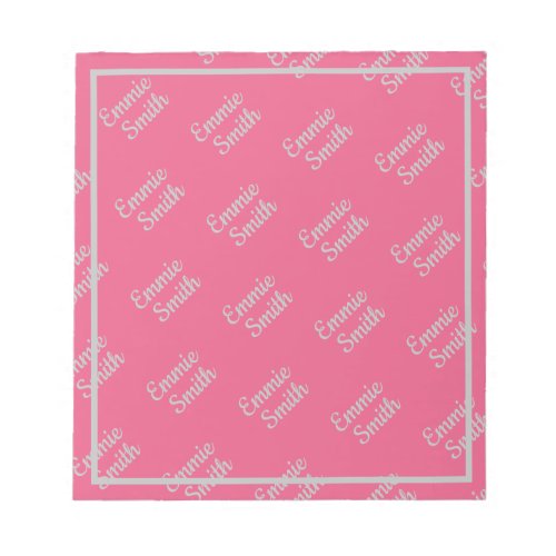 Pink Gray First Last Name School Office Notepad