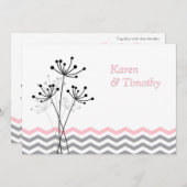 Pink, Gray Floral, Chevron Wedding Invite (Front/Back)