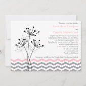 Pink, Gray Floral, Chevron Wedding Invite (Back)