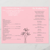 Pink, Gray Floral, Chevron Wedding Program (Back)