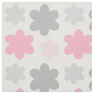 Pink Gray Floral Flower Fabric