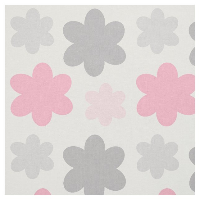 Pink Gray Floral Flower Fabric (Swatch)