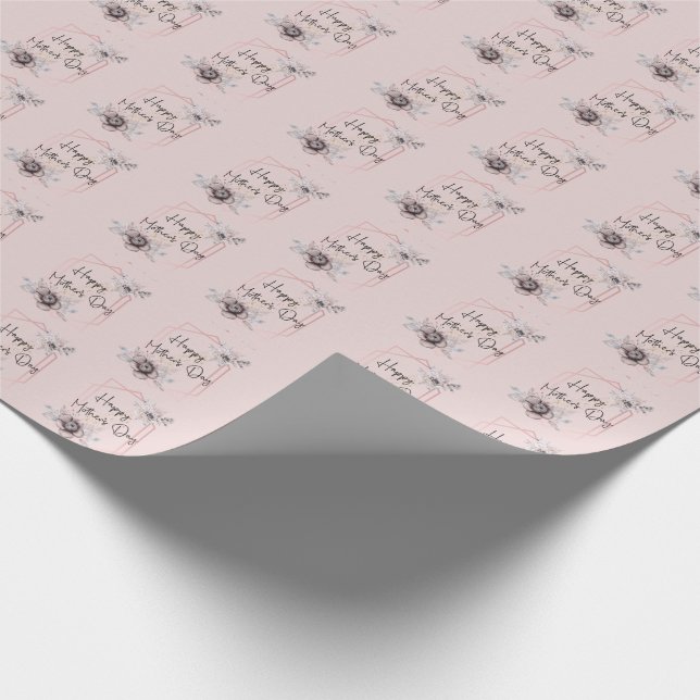  Pink Gray Floral Mother's Day  Wrapping Paper (Corner)