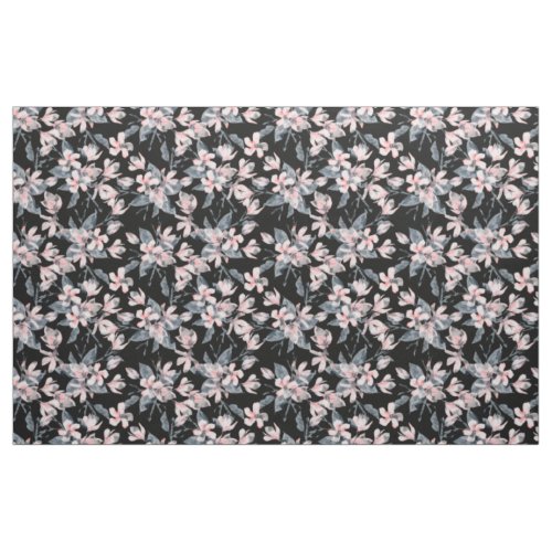 Pink  Gray Floral Watercolor Pattern Fabric