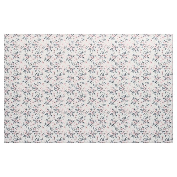 Gray and pink. Floral pattern Fabric Zazzle