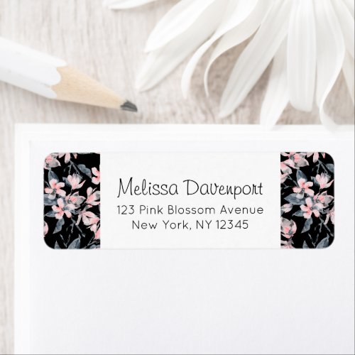 Pink  Gray Floral Watercolor Pattern Label