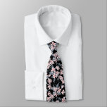 Pink &amp; Gray Floral Watercolor Pattern Neck Tie at Zazzle