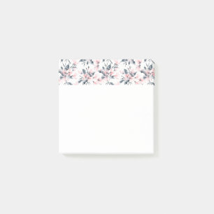 Pink & Gray Floral Watercolor Pattern Post-it Notes