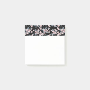 Pink & Gray Floral Watercolor Pattern Post-it Notes