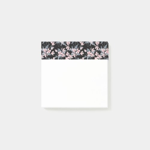 Pink  Gray Floral Watercolor Pattern Post_it Notes