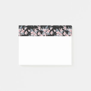 Pink & Gray Floral Watercolor Pattern Post-it Notes