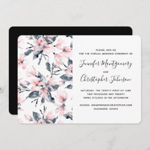 Pink & Gray Floral Watercolor Pattern Virtual Invitation