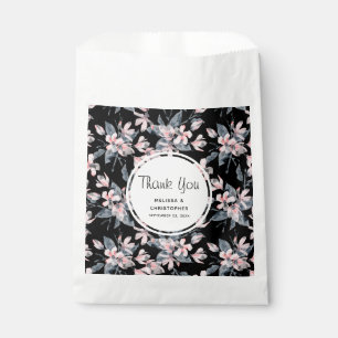 Pink & Gray Floral Watercolor Pattern Wedding Favor Bag