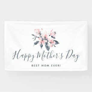 Pink & Gray Flowers Classy Watercolor Mother's Day Banner