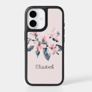 Pink & Gray Flowers Classy Watercolor iPhone 17 Case