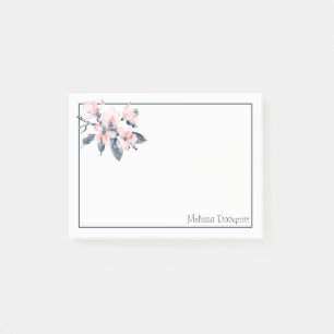 Pink & Gray Flowers Classy Watercolor Post-it Notes